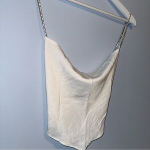Forever 21 White Camisole with Rhinestone Straps